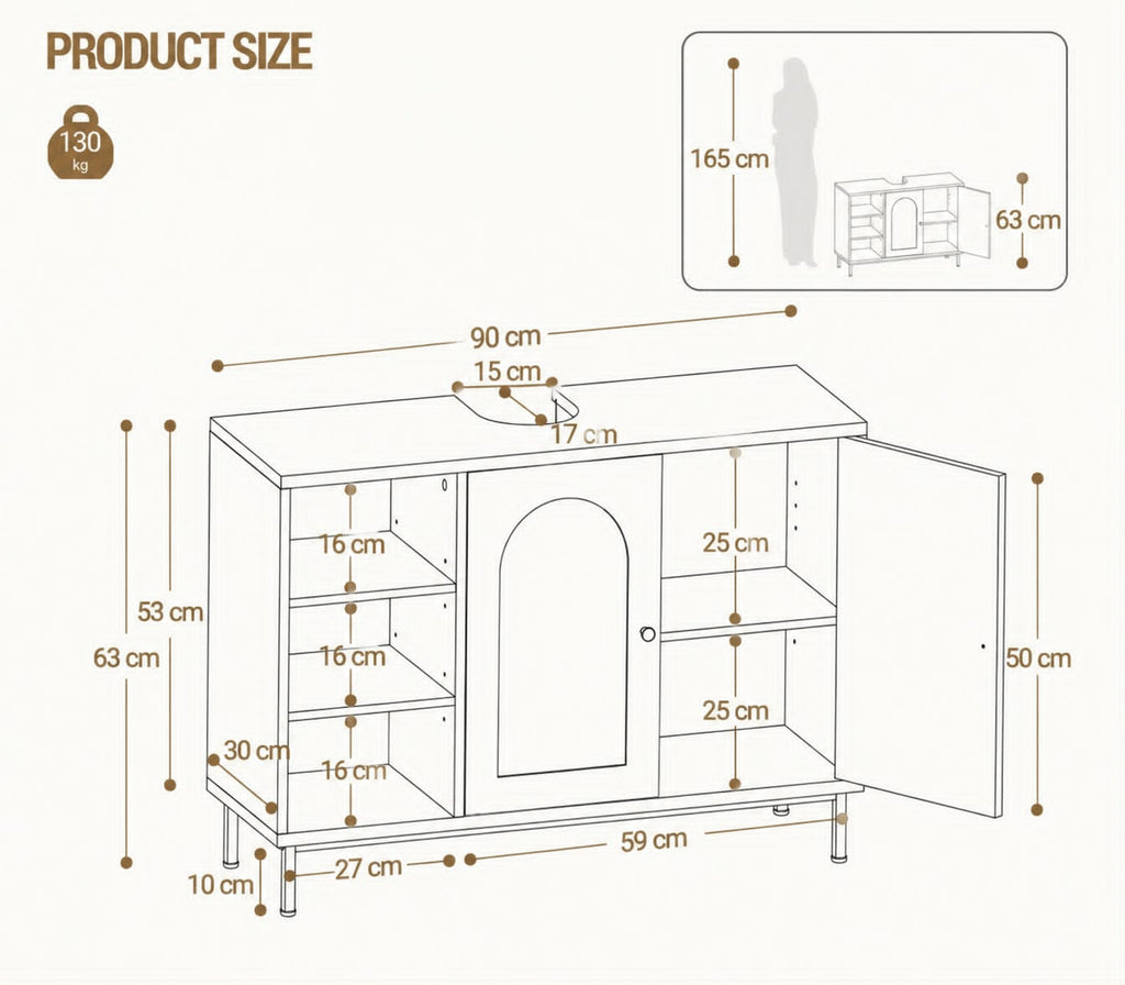 Meuble de salle de bain blanc & doré – Élégance intemporelle