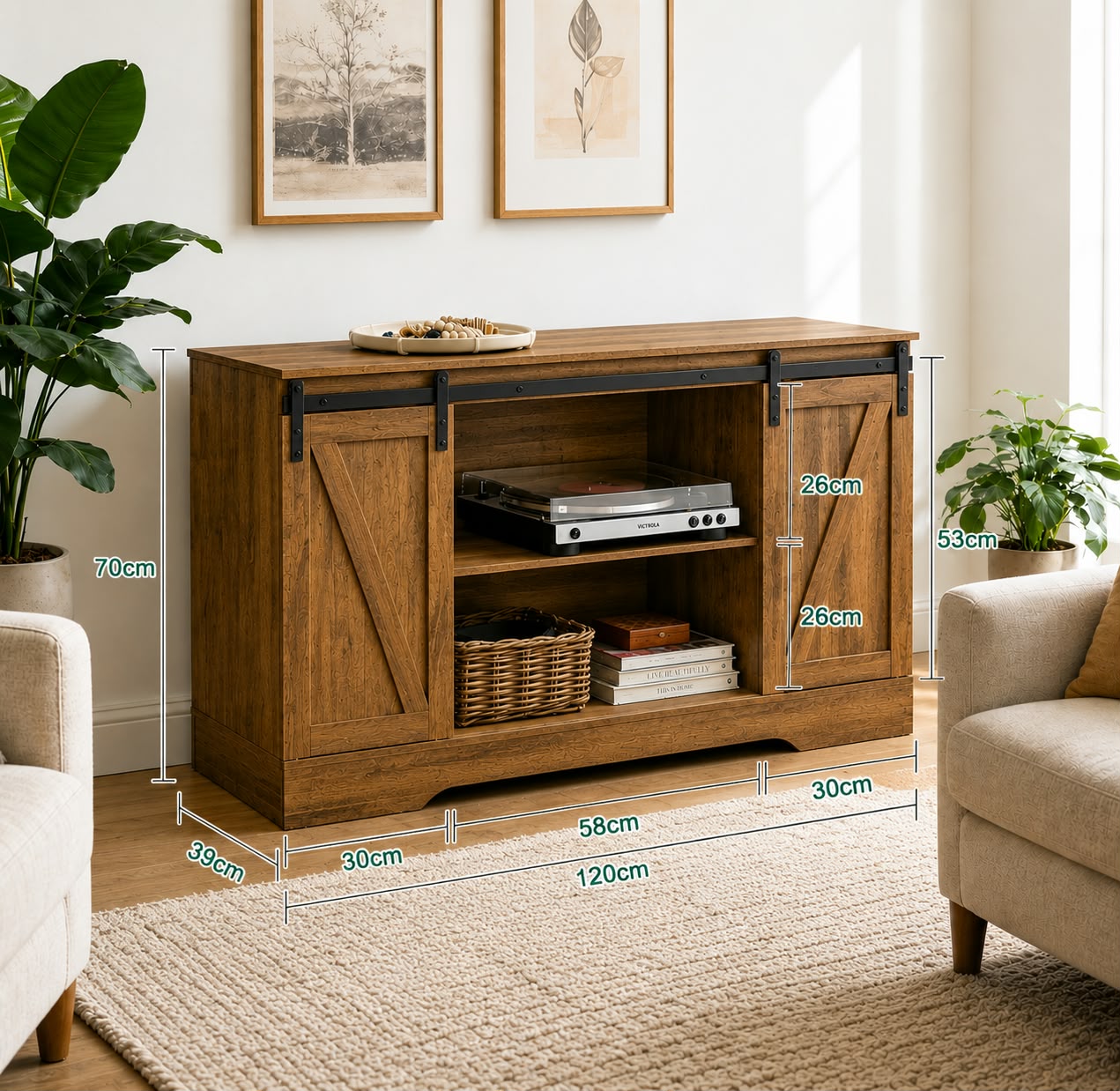 Meuble TV style industriel avec portes coulissantes