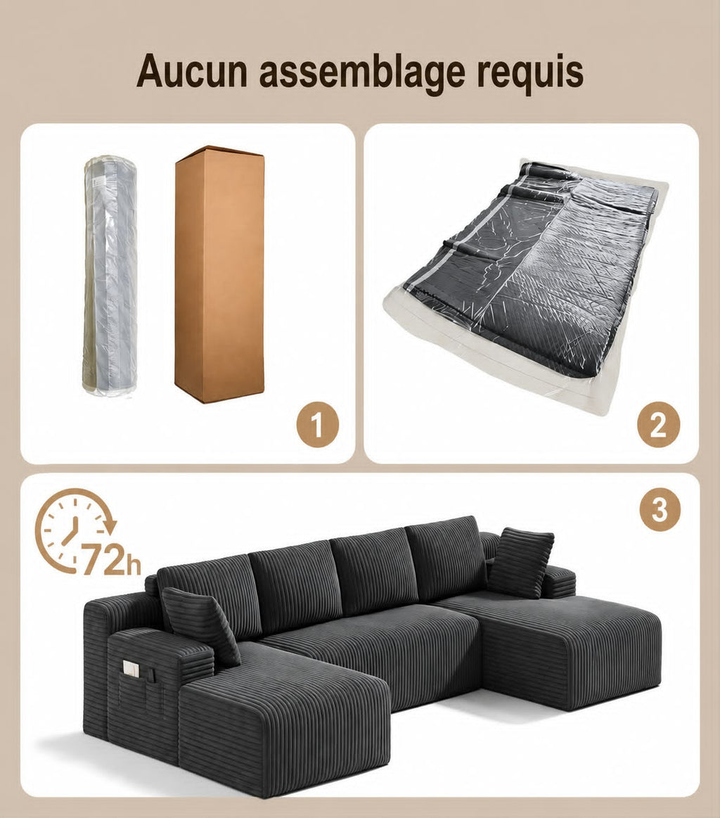 Canapé modulable 320 cm – Confort, élégance et espace