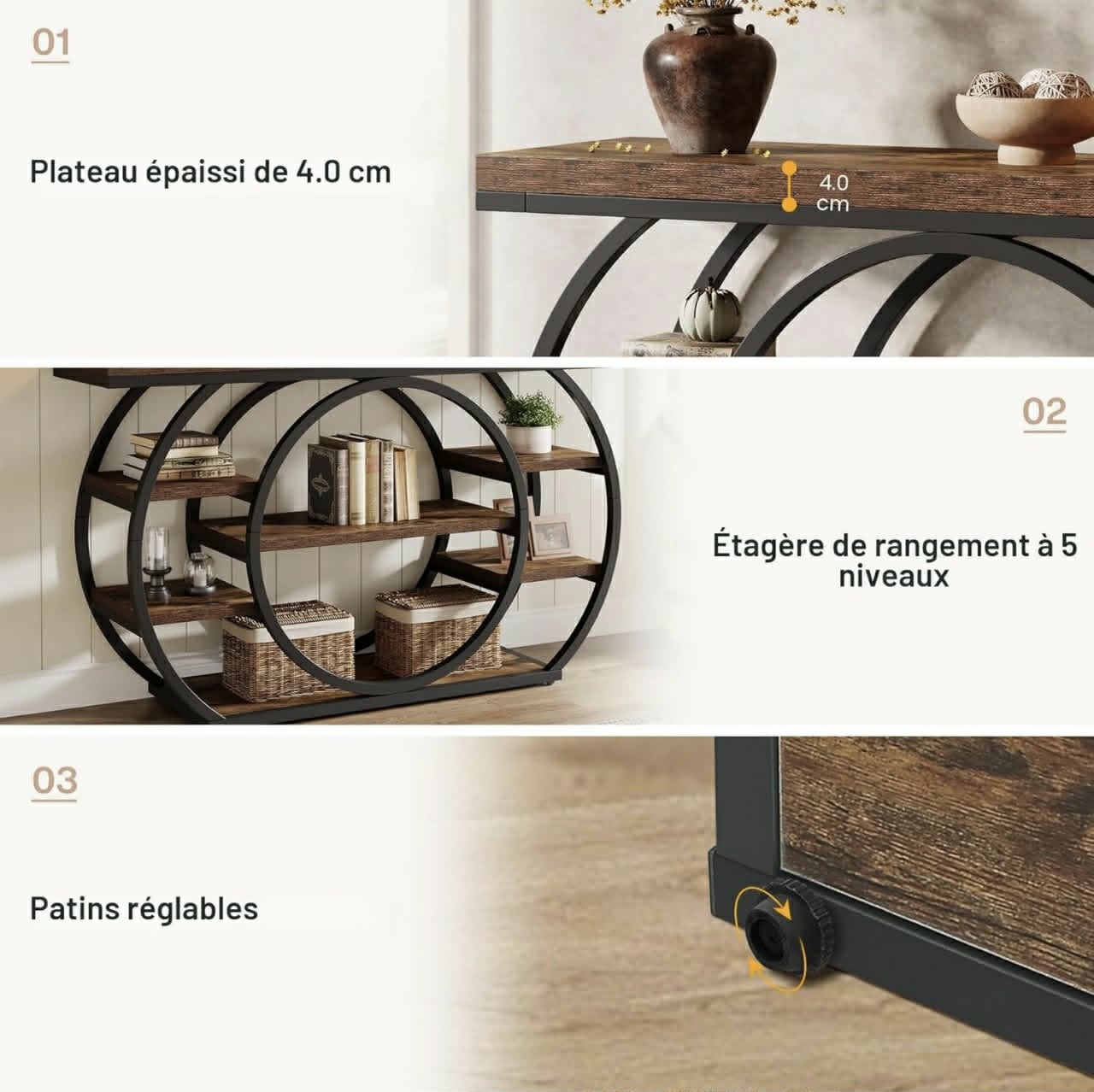 Console Étagère Ronde — Élégance & Caractère