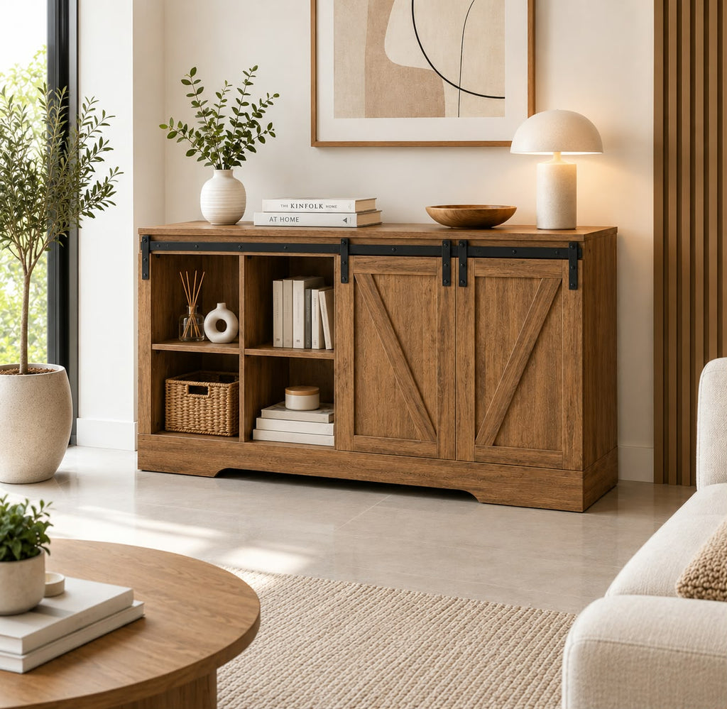 Meuble TV style industriel avec portes coulissantes