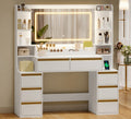Coiffeuse avec Miroir LED – 8 Tiroirs & Rangement Multifonctionnel