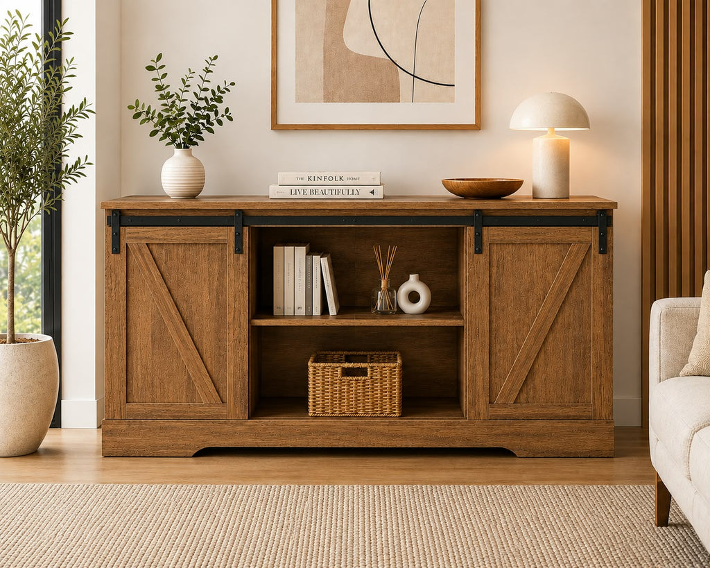 Meuble TV style industriel avec portes coulissantes
