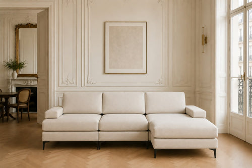 Canapé d’angle modulable beige élégant